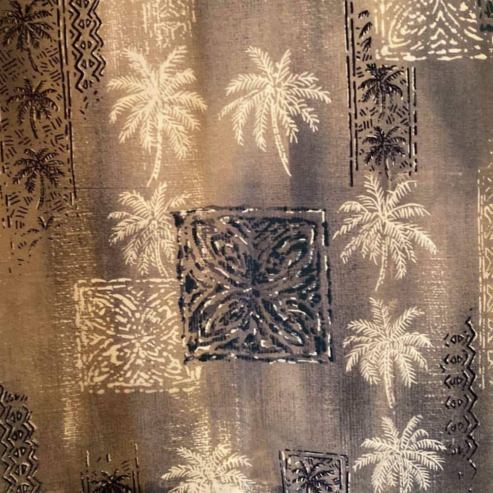 Moda Campia men’s button down shirt grey’s black & white palm trees